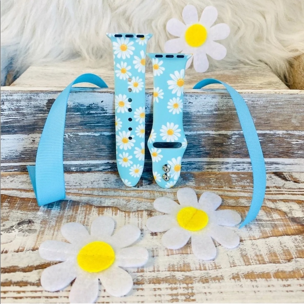 APPLE WATCH BLUE SPRING DAISIES SILICONE Band 42/44
